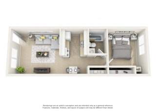 Floor Plan 1 Bed 1 Bath