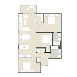 Floor Plan 3 Bedroom - 2 Bathroom