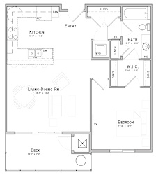 One bedroom layout-Azalea floor plan for rent at WH Flats in South Lincoln NE