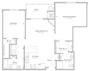 Two bedroom apartment-Lavender floor plan for rent at WH Flats in south Lincoln NE
