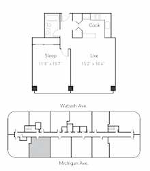 1 bed 1 bath A at Park Michigan Apartments, Chicago, 60605