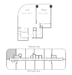 1 bed 1 bath B at Park Michigan Apartments, Chicago, Illinois
