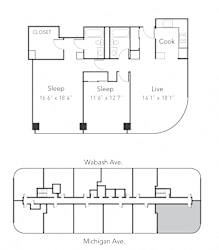 2 bed 2 bath at Park Michigan Apartments, Illinois, 60605