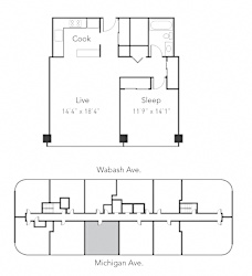 Studio 1 bath E at Park Michigan Apartments, Chicago
