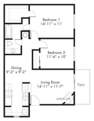 B1 - 2 bedroom 1 bath Floor Plan at Aviare Place, Midland, 79705