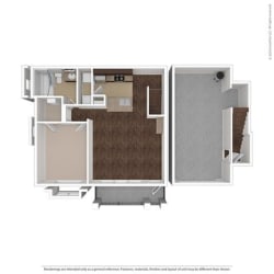 Aurora 1 Bed 1 Bath, 787 Sq Ft Floor Plan at Orion McCord Park, Texas