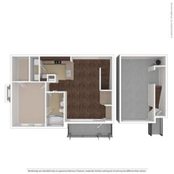 Celestia 1 Bed 1 Bath, 903 Square-Foot Floor Plan at Orion McCord Park, Little Elm, TX