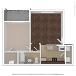 1 Bed 1 Bath, 652 Square-Foot Floor Plan at Orion McCord Park, Little Elm, TX