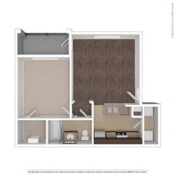 1 Bed 1 Bath, 608 Square-Foot Floor Plan at Orion McKinney, McKinney, TX, 75070