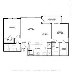 Pandora 2 Bedroom 2 Bathroom Floor Plan at Orion McKinney, McKinney, TX