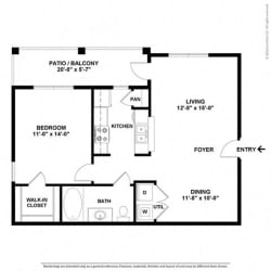 Eclipse 1 Bedroom 1 Bathroom Floor Plan at Orion Prosper, Prosper