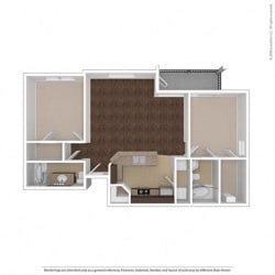 Pandora 2 Bed 2 Bath, 1170 Square-Foot Floor Plan at Orion Prosper, Prosper, 75078