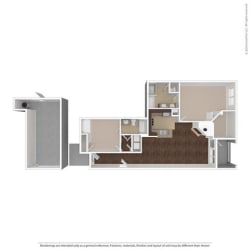Asteria 2 Bedroom 2 Bathroom, 1260 Square-Foot Floor Plan at Orion Prosper Lakes, Prosper, TX