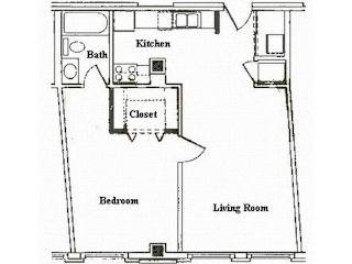 Floor Plan 1 Bedroom Apartment