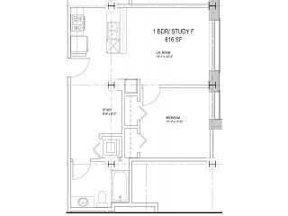 Floor Plan 1 Bedroom w/Study