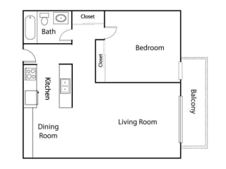 1Bd 1Ba Floor Plan at Burnsville Parkway Apartments, Burnsville, MN