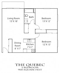 2Bed 2Bath Floor Plan at Parkridge Way Apartments, New Hope