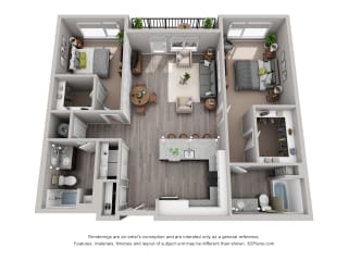 City Tower Walker Floor Plan Floor Plan Residences at CityWay Apartments in Indianapolis