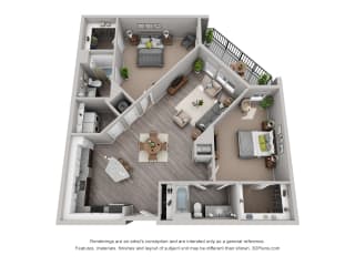 Peterson Modern Floor Plan Floor Plan Residences at CityWay Apartments in Indianapolis