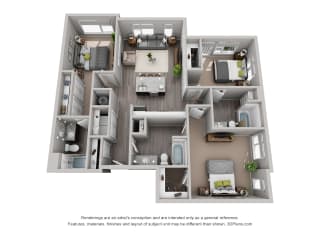 Tower A C5BM McElroy Floor Plan Floor Plan Residences at CityWay Apartments in Indianapolis