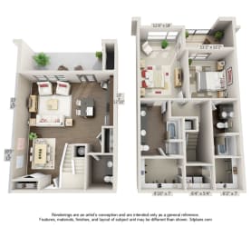 Saffron Floor Plan Floor Plan Residences at CityWay Apartments in Indianapolis