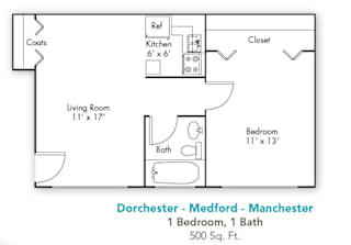 Floor Plan One Bedroom One Bath