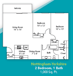Floor Plan Two Bedroom One Bath