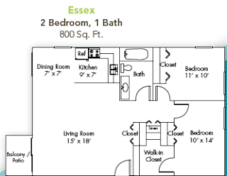 Floor Plan Two Bedroom One Bath