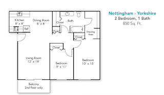Floor Plan Two Bedroom One Bath