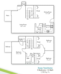 Floor Plan Three Bedroom Townhome