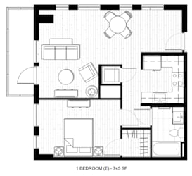 O2 Apartments 1 Bedroom E Floor Plan