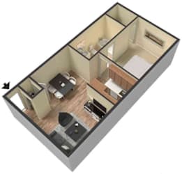Floor Plan 1 bed 1 bath