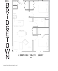 Bridgetown - Two Bedroom One Bathroom Floor Plan 6