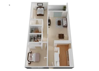 Two Bed Two Bath Floor Plan Two Bed Two Bath Floor Plan at The Monterey , San Jose, CA, 95117