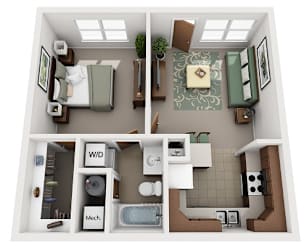 Floor Plan 1 Bedroom 1 Bath