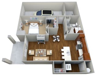 1 Bedroom/1 Bath (839 sf) Floor Plan 1 Bedroom/1 Bath (839 sf) Floor Plan at Cedar Place Apartments, Cedarburg, WI