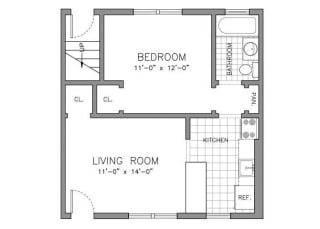 Floor Plan RENOVATED ONE BEDROOM RESIDENCE