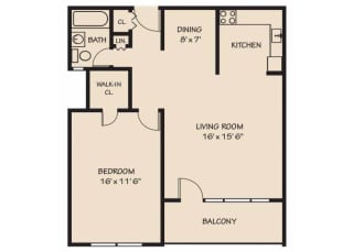 1 bedroom floor plan