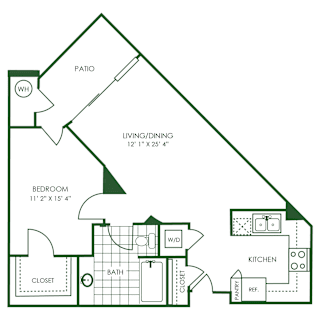 1 Bed  1 Bath Floor Plan | 823 Sq. Ft. at Sorrel at Warner Center, Woodland Hills, 91367