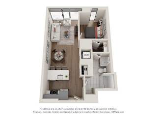 1 Bed 1 Bath Floor Plan | 701 Sq. Ft. at 903 Peachtree in Atlanta, Georgia 30309