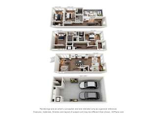 A set of four images showing different floor plans of a house.