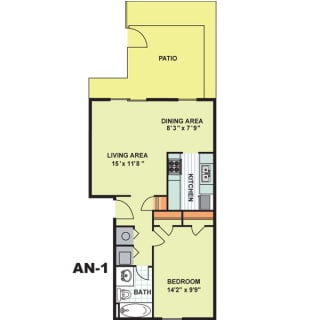 Floor Plan Deluxe One Bedroom (AN1)