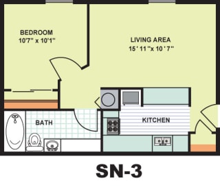 Floor Plan Standard One Bedroom (SN3)