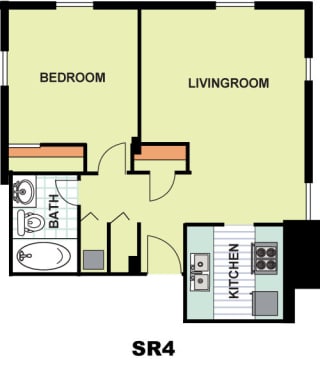 Floor Plan Standard One Bedroom (SR4)