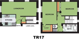 Floor Plan Two Bedroom Townhome (TR17)