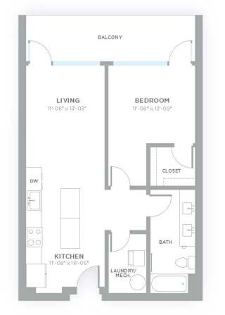 A2 Floor Plan at 747 Apartments, Indiana