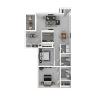 2 Bed - 2 Bath  Floorplan