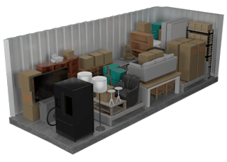 A room with a television, a chair, a table, and a refrigerator.