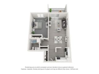 Floor Plan 1 Bedroom 1 Bathroom