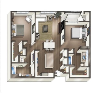 Vive on the Park Two Bed Two Bath M Floor Plan San Diego, California
